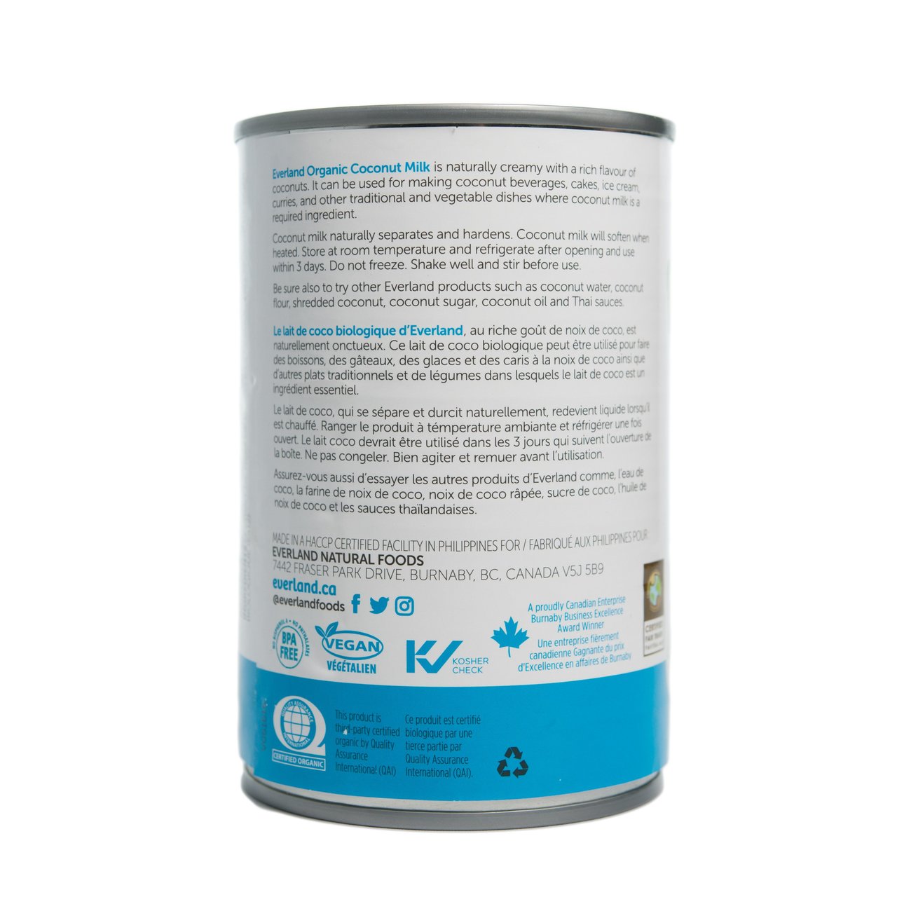 Everland Organic Premium Coconut Milk (400ml) - Lifestyle Markets